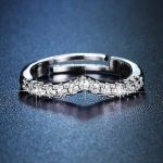 Silver Plated American Diamond Studded V Shape Contemporary Anti Tarnish Adjustable Finger Ring - VAIRAVI