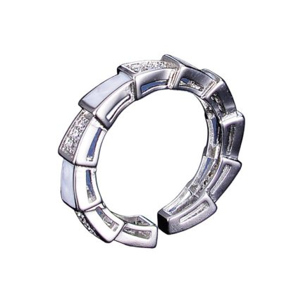 Silver Plated Crystal Studded Contemporary Anti Tarnish Adjustable Finger Ring - VAIRAVI
