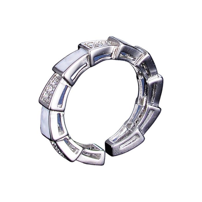 Silver Plated Crystal Studded Contemporary Anti Tarnish Adjustable Finger Ring - VAIRAVI