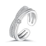 Silver Plated American Diamond Studded Contemporary Korean Finger Ring - Image 6