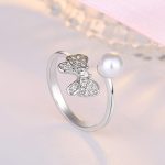 Silver Plated American Diamond Studded Butterfly Shape Contemporary Korean Finger Ring - Image 2