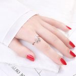 Silver Plated American Diamond Studded Butterfly Shape Contemporary Korean Finger Ring - Image 3