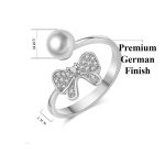 Silver Plated American Diamond Studded Butterfly Shape Contemporary Korean Finger Ring - Image 5