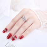 Silver Plated American Diamond Studded Butterfly Shape Contemporary Korean Finger Ring - Image 4