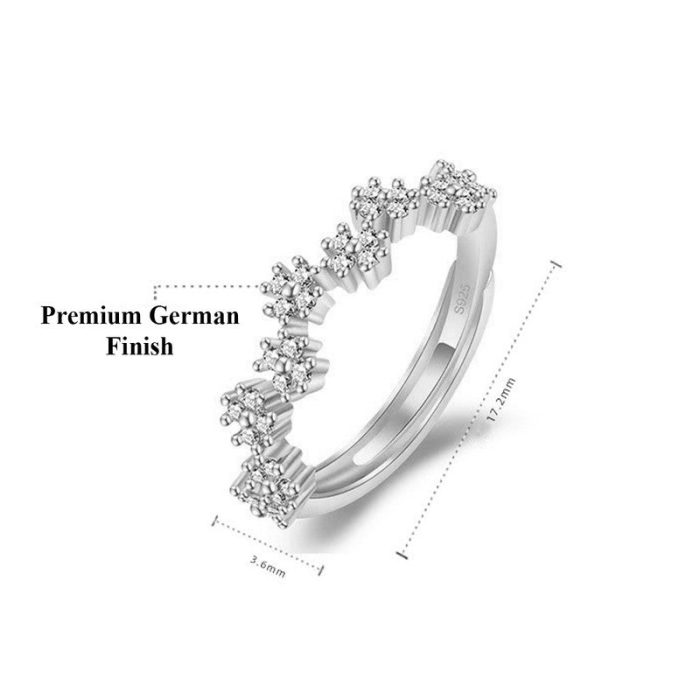 Silver Plated American Diamond Studded Contemporary Korean Finger Ring - Image 4