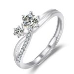 Silver Plated American Diamond Studded Contemporary Korean Finger Ring - Image 2