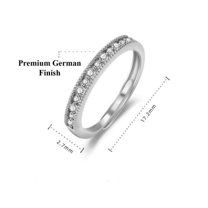Silver Plated American Diamond Studded Contemporary Korean Finger Ring - Image 3