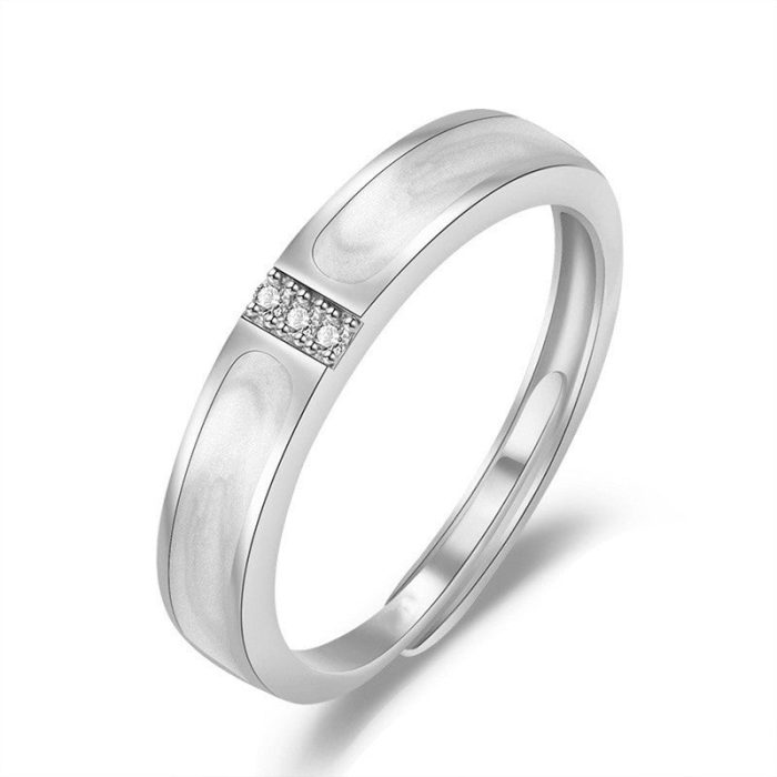Silver Plated American Diamond Studded Contemporary Korean Finger Ring - Image 2