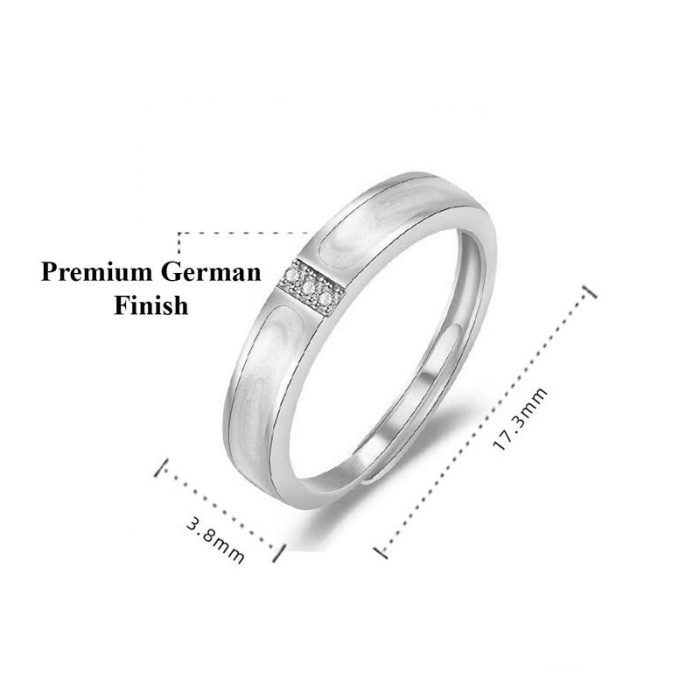 Silver Plated American Diamond Studded Contemporary Korean Finger Ring - Image 4