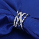 Silver Plated American Diamond Studded Contemporary Korean Finger Ring - Image 2