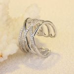 Silver Plated American Diamond Studded Contemporary Korean Finger Ring - Image 7