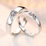 Silver Plated American Diamonds Studded Adjustable Heart Themed Couple Rings - Image 4