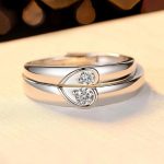 Silver Plated American Diamonds Studded Adjustable Heart Themed Couple Rings - Image 6
