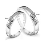 Silver Plated American Diamonds Studded Adjustable Heart Themed Couple Rings - Image 7