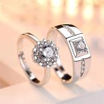 Silver Plated American Diamonds Studded Classic Adjustable Couple Rings
