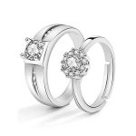 Silver Plated American Diamonds Studded Classic Adjustable Couple Rings - Image 5
