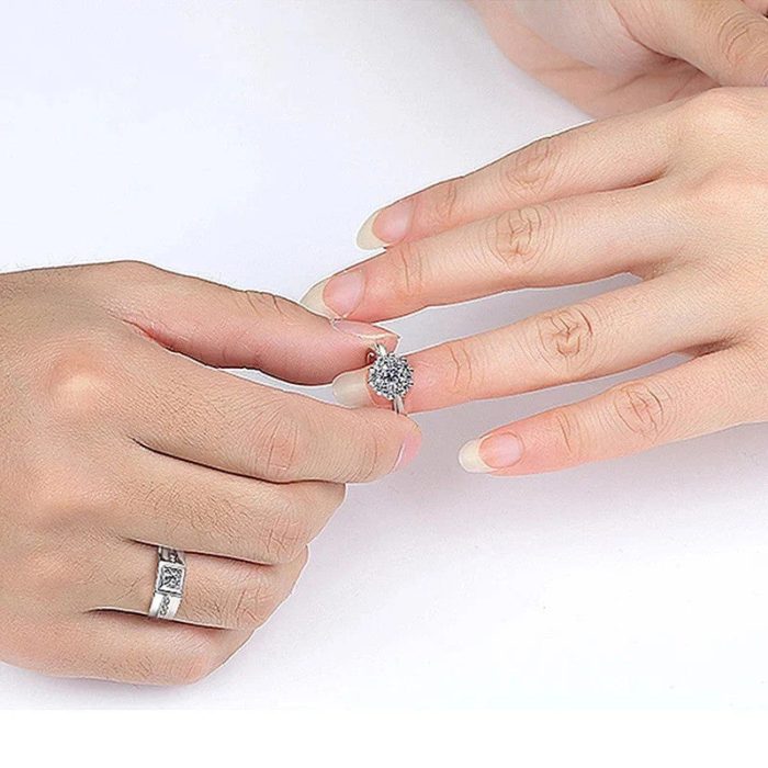 Silver Plated American Diamonds Studded Classic Adjustable Couple Rings - Image 6