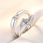 Silver Plated American Diamonds Studded Classic Adjustable Couple Rings - Image 2