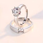 Silver Plated American Diamonds Studded Classic Adjustable Couple Rings - Image 3