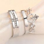 Silver Plated American Diamonds Studded Adjustable Heart Themed Couple Rings - Image 2