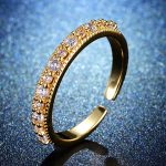 Gold Plated Crystal Studded Contemporary Adjustable Round Finger Ring - VAIRAVI