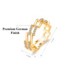 Gold Plated American Diamond Studded Contemporary Korean Finger Ring - Image 3
