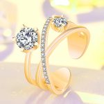 Gold Plated American Diamond Studded Contemporary Korean Finger Ring