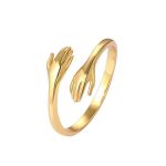 Gold-Plated Hug Shaped Adjustable Hug Day Finger Ring - Image 6