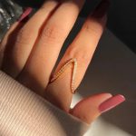 Gold-Plated Anti Tarnish V Shaped CZ Studded Adjustable Finger Ring - Image 2