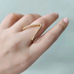 Gold-Plated Anti Tarnish V Shaped CZ Studded Adjustable Finger Ring - Image 5