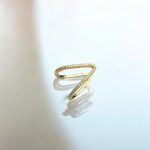 Gold-Plated Anti Tarnish V Shaped CZ Studded Adjustable Finger Ring - Image 6