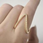 Gold-Plated Anti Tarnish V Shaped CZ Studded Adjustable Finger Ring - Image 7
